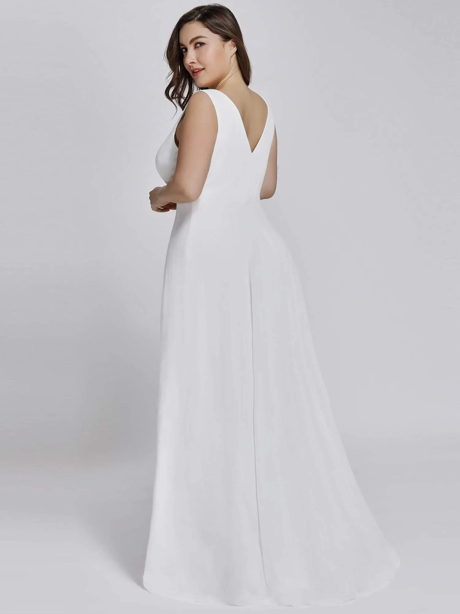 Robes de Soirée Grande Taille Chiffon à Col en V Haut Bas pour La Fête(Vente finale)