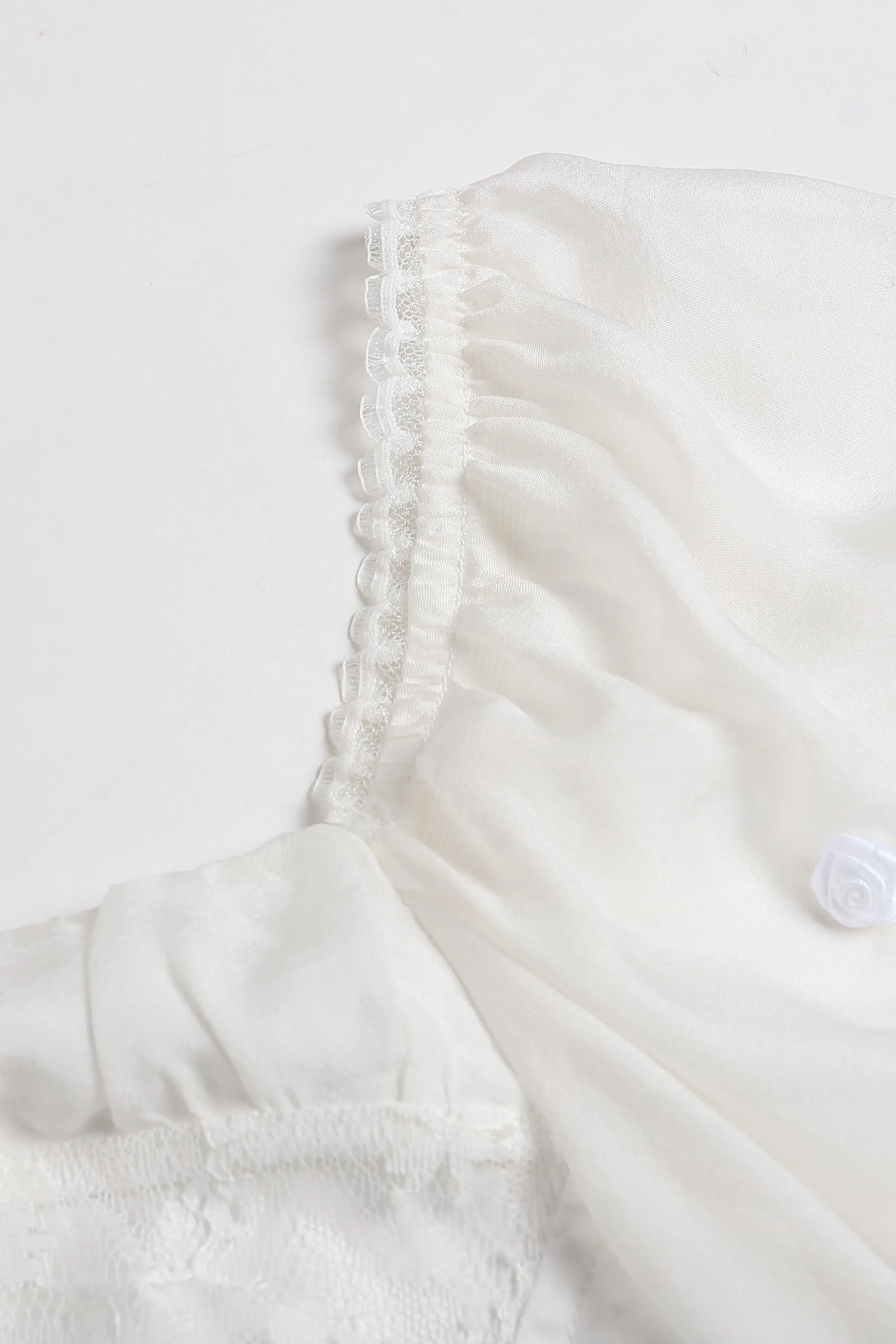 Rose Scent Lace Trimmed Silk And Tulle Top