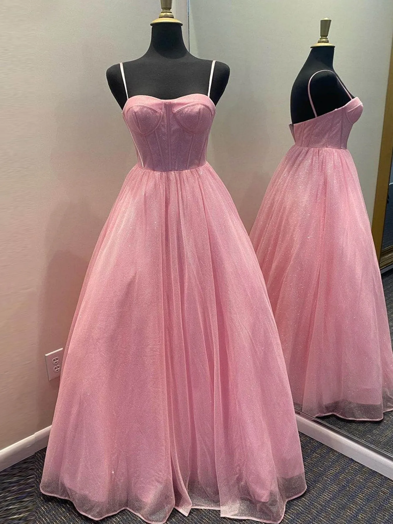 Roycebridal Julissa |A Line Glitter Tulle Prom Dress with Pockets