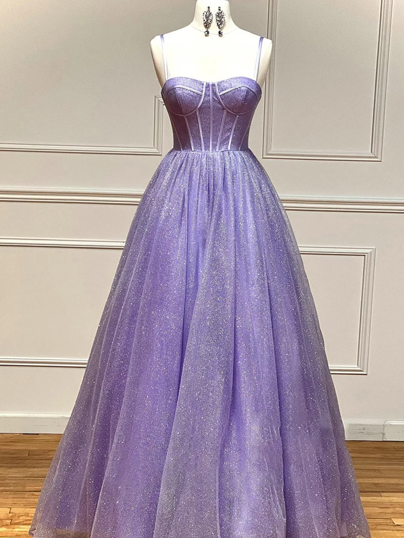 Roycebridal Julissa |A Line Glitter Tulle Prom Dress with Pockets