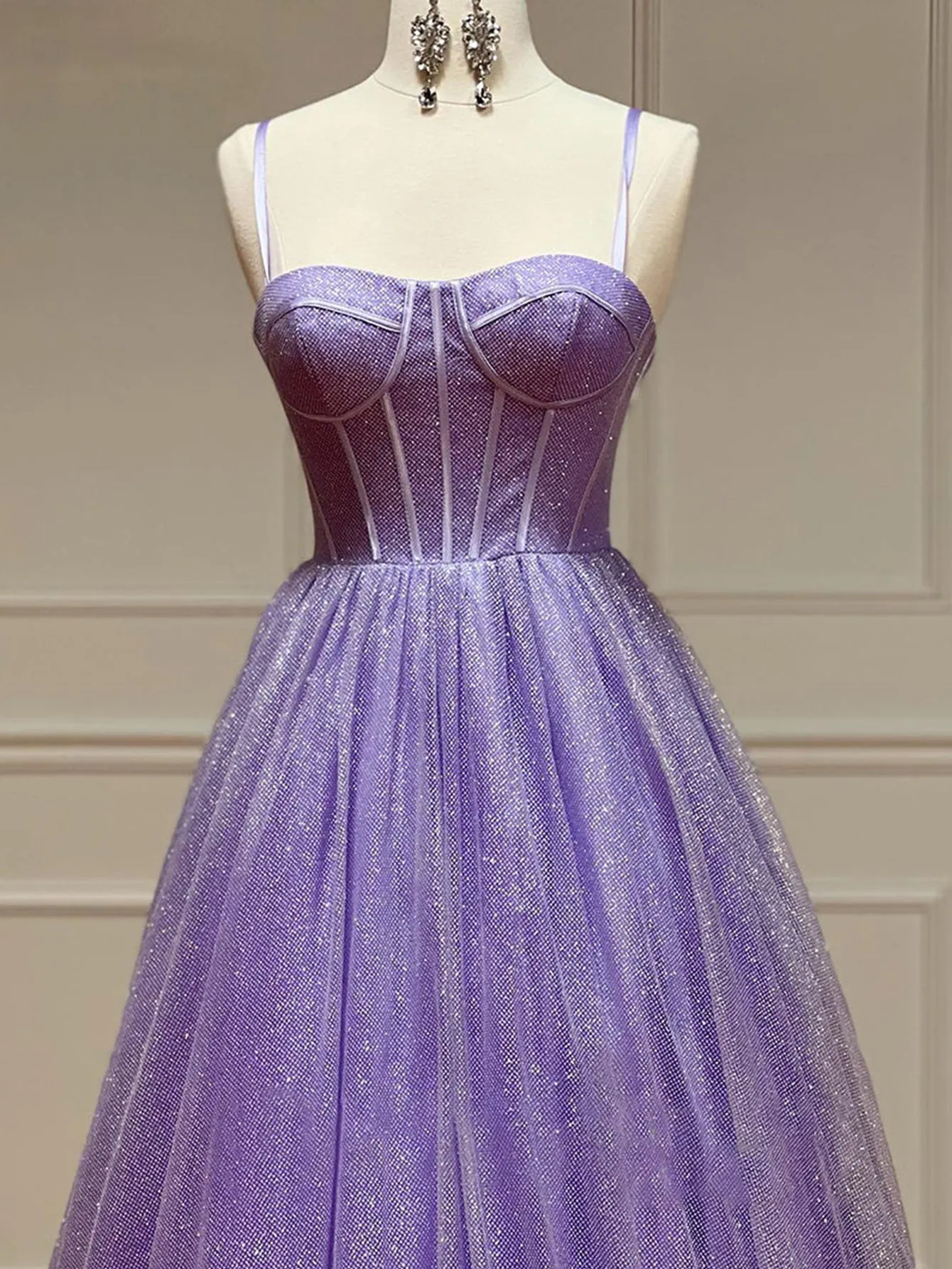 Roycebridal Julissa |A Line Glitter Tulle Prom Dress with Pockets