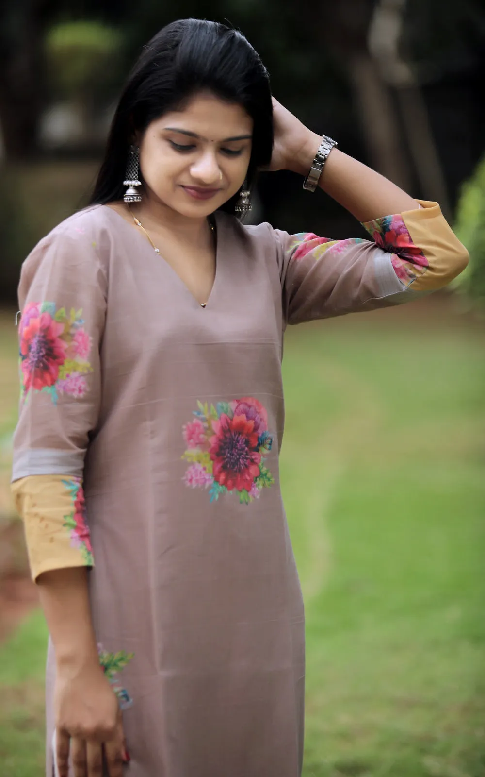 RUSTIC A LINE MOCHA COFFEE KURTA