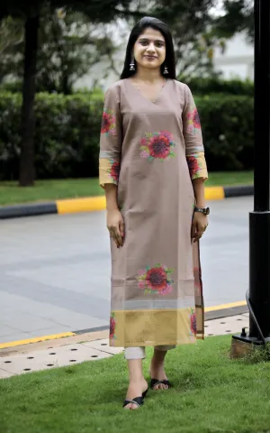 RUSTIC A LINE MOCHA COFFEE KURTA