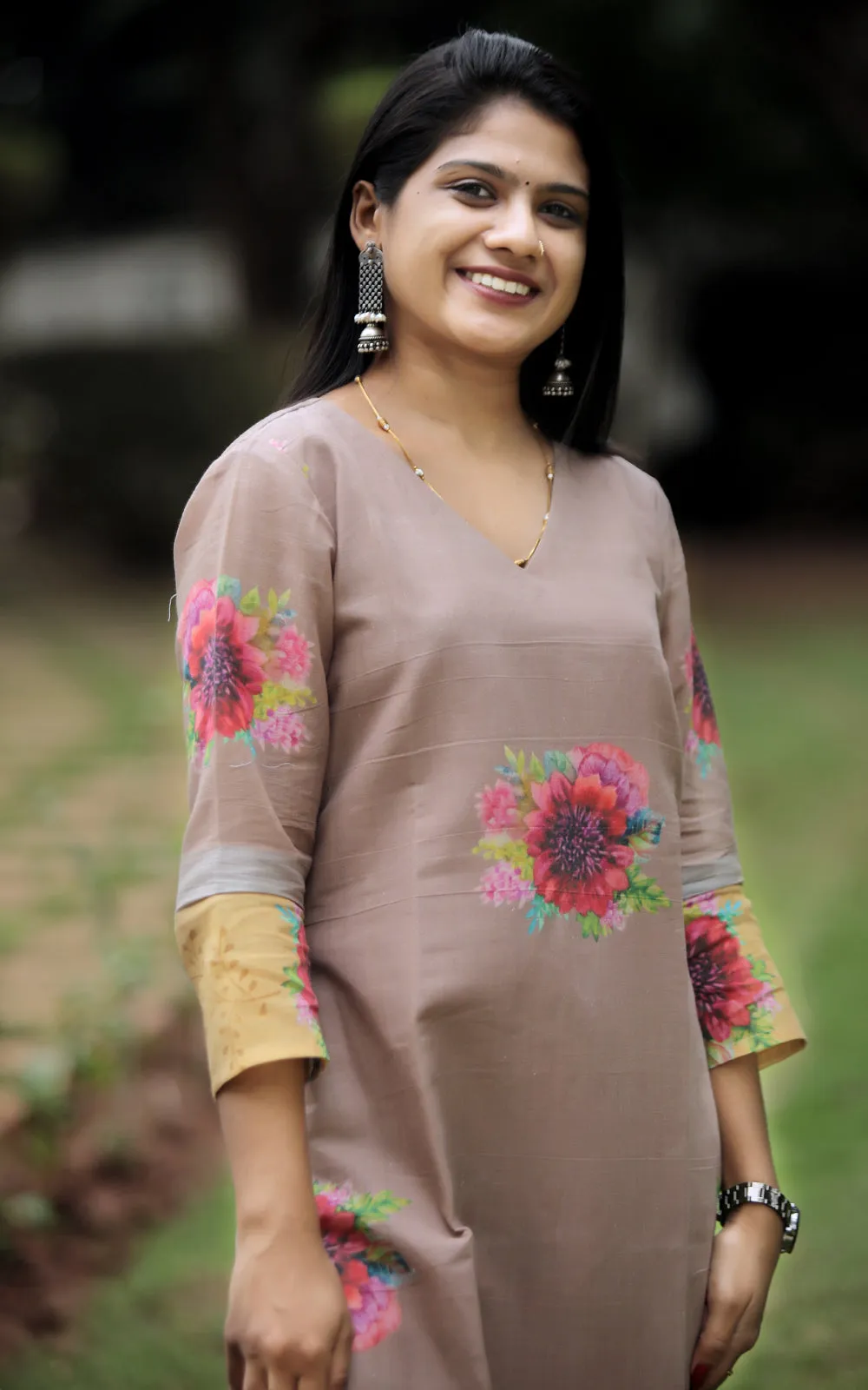 RUSTIC A LINE MOCHA COFFEE KURTA