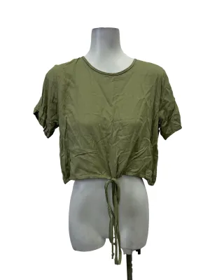 Sage Green Sleeved Drawstring Top