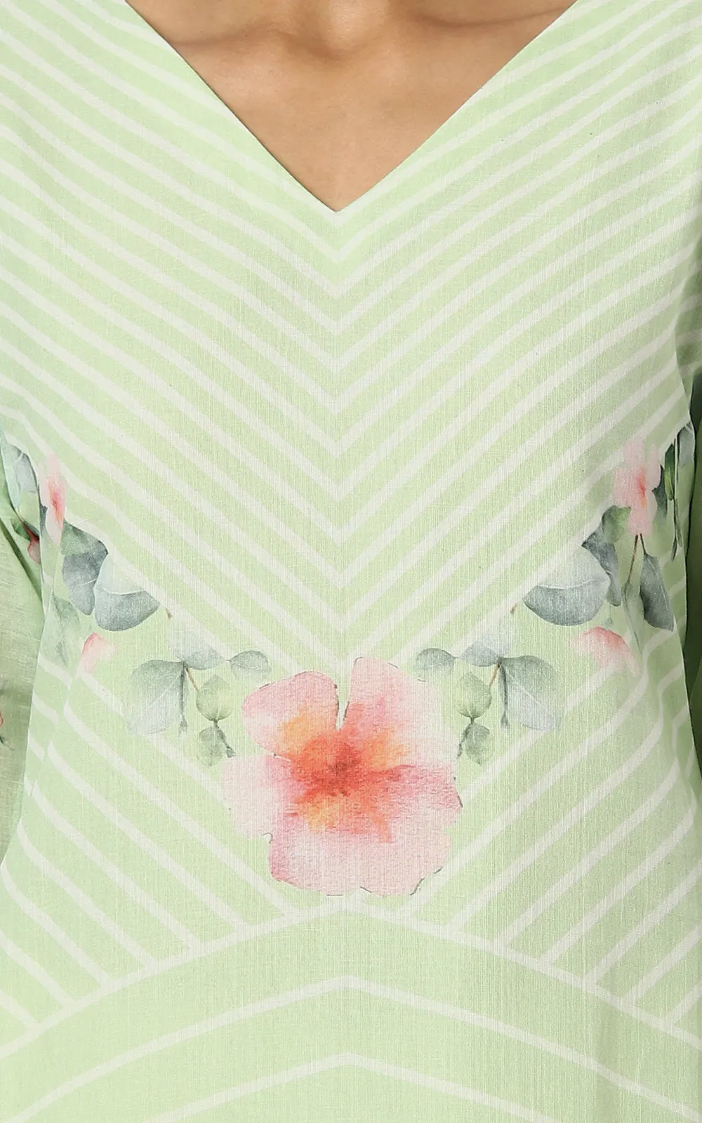 SAGE HIBISCUS PARALLET YOKE KURTA