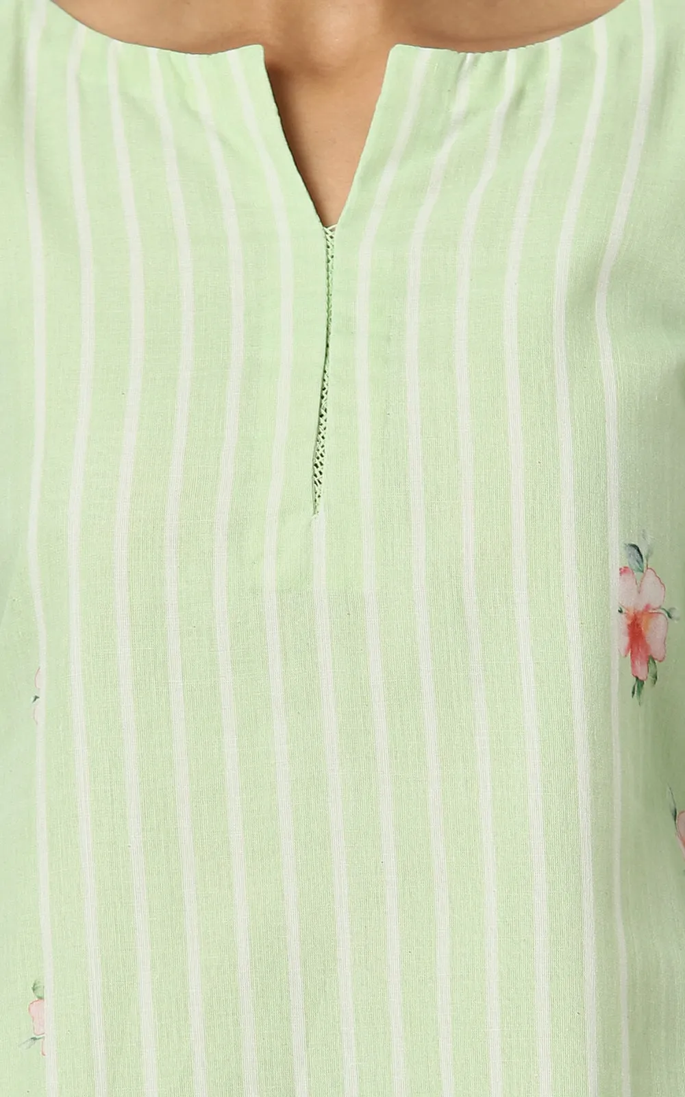 SAGE HIBISCUS PARALLET YOKE KURTA