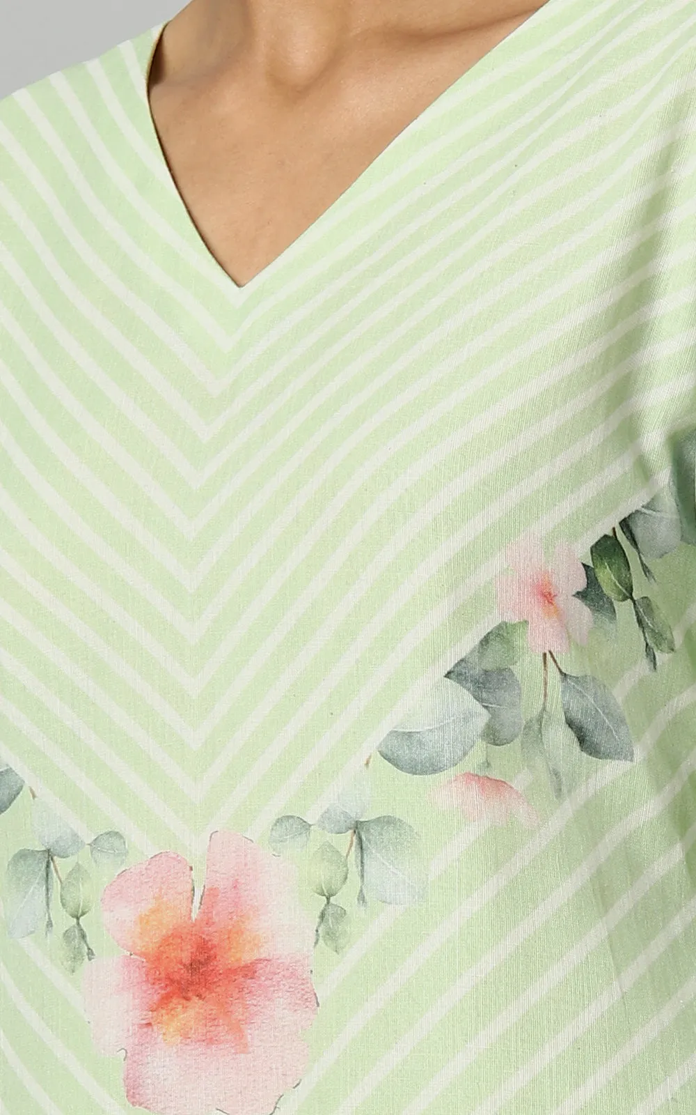 SAGE HIBISCUS PARALLET YOKE KURTA