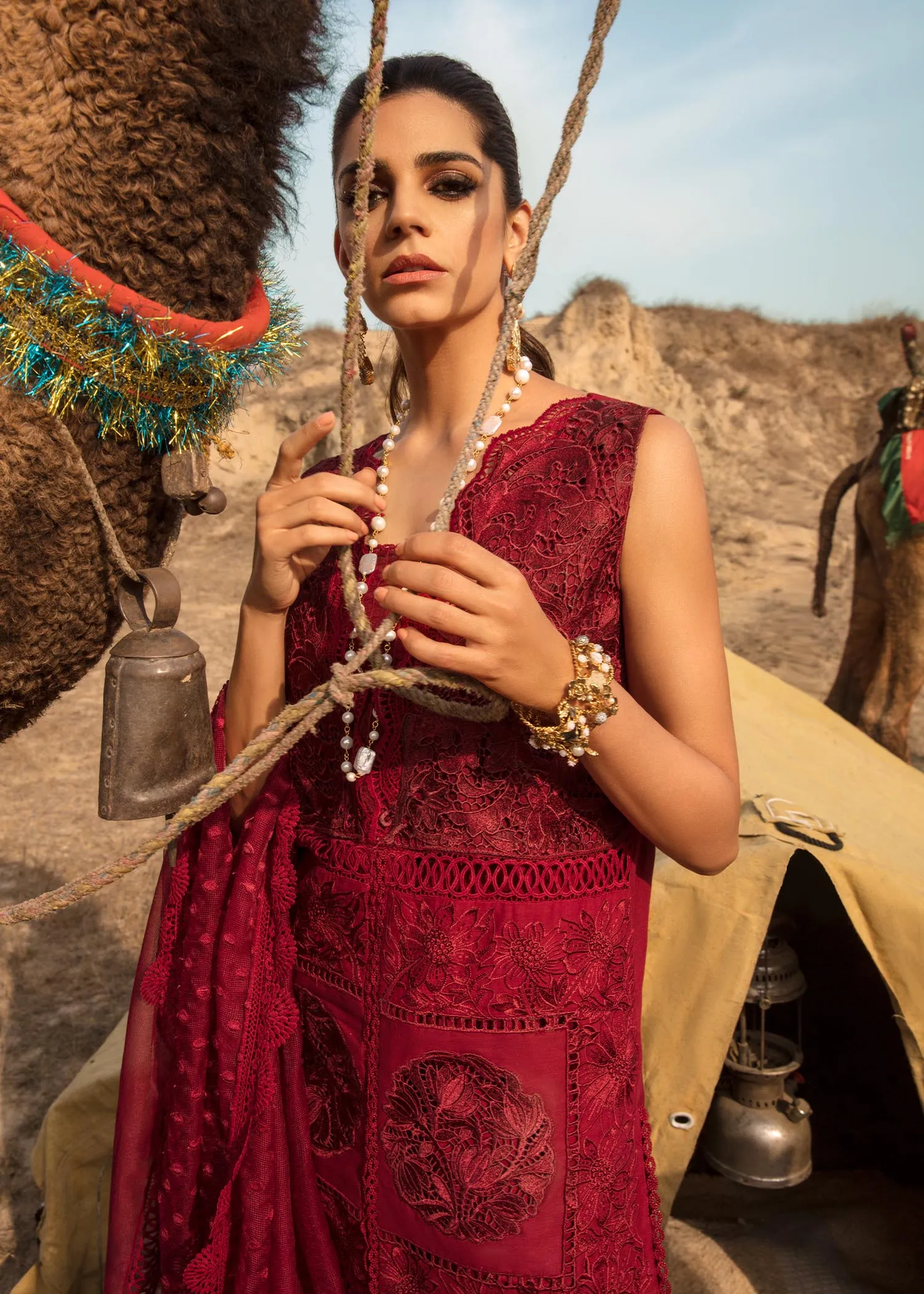 Saira Shakira Luxury Lawn Embroidered Collection D-8 Rouge