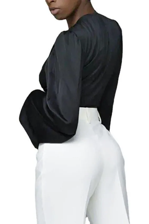 Satin design bow short shirt