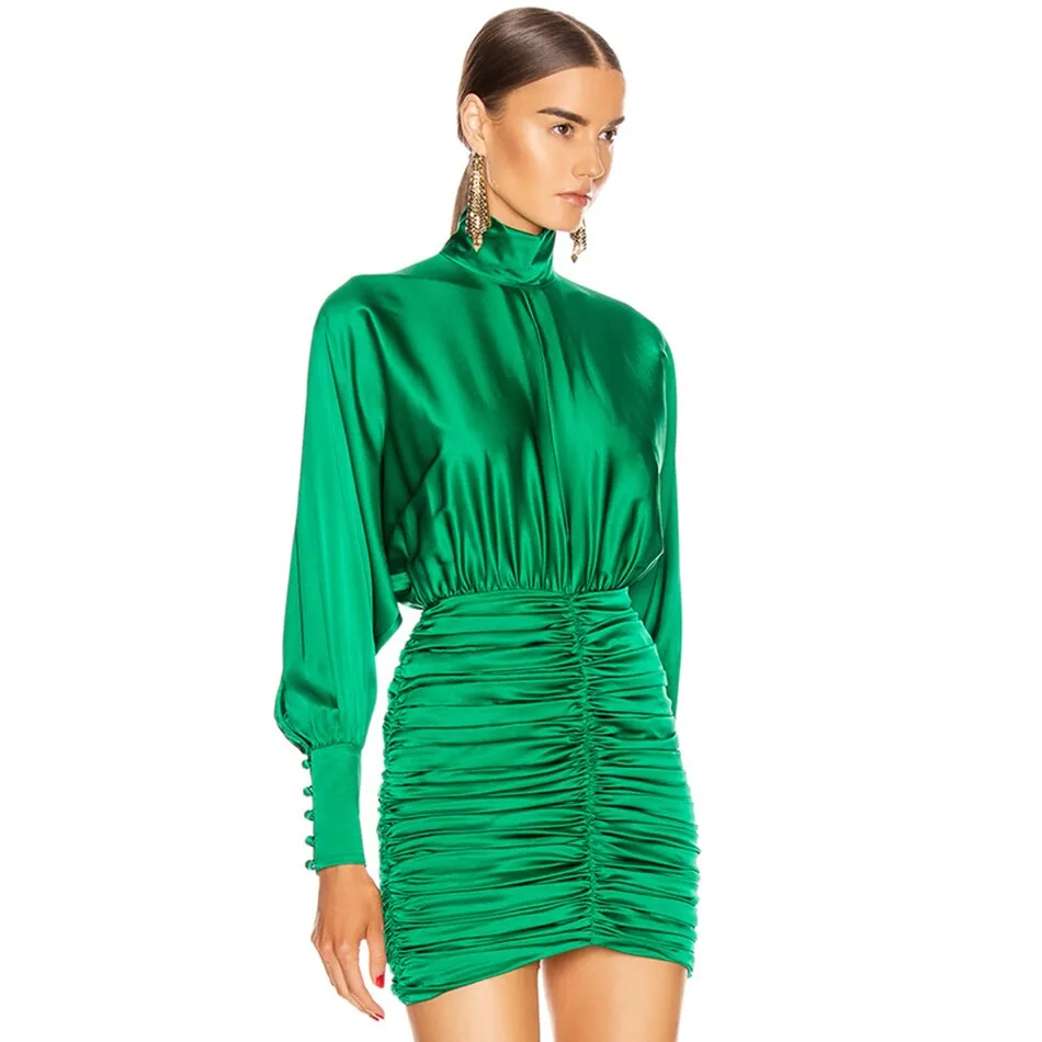 Sexy Draped Solid Bodycon Club Dress Vestidos