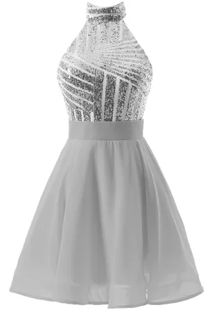 Short Halter Backless Homecoming Dress for Juniors