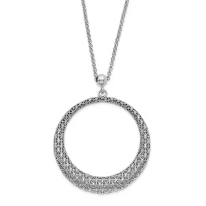 Silver Polished D.C Circle Pendant Necklace