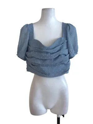 Sky Blue Textured Crop Top