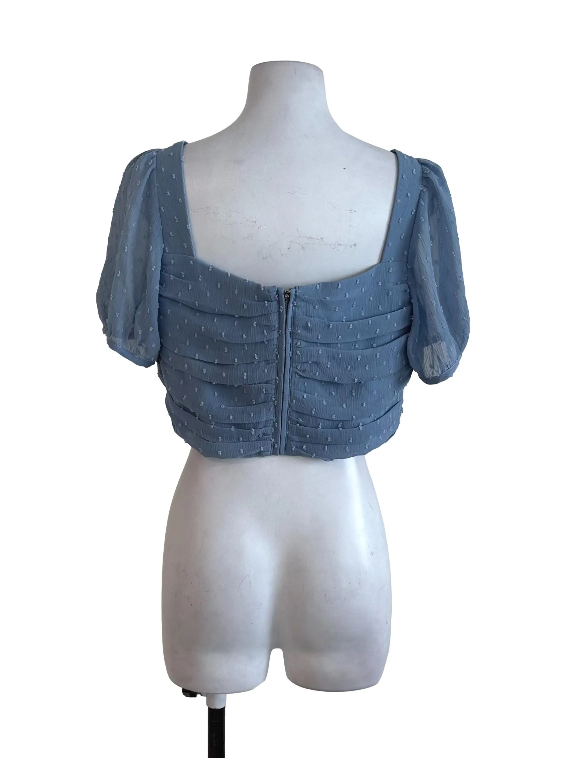 Sky Blue Textured Crop Top
