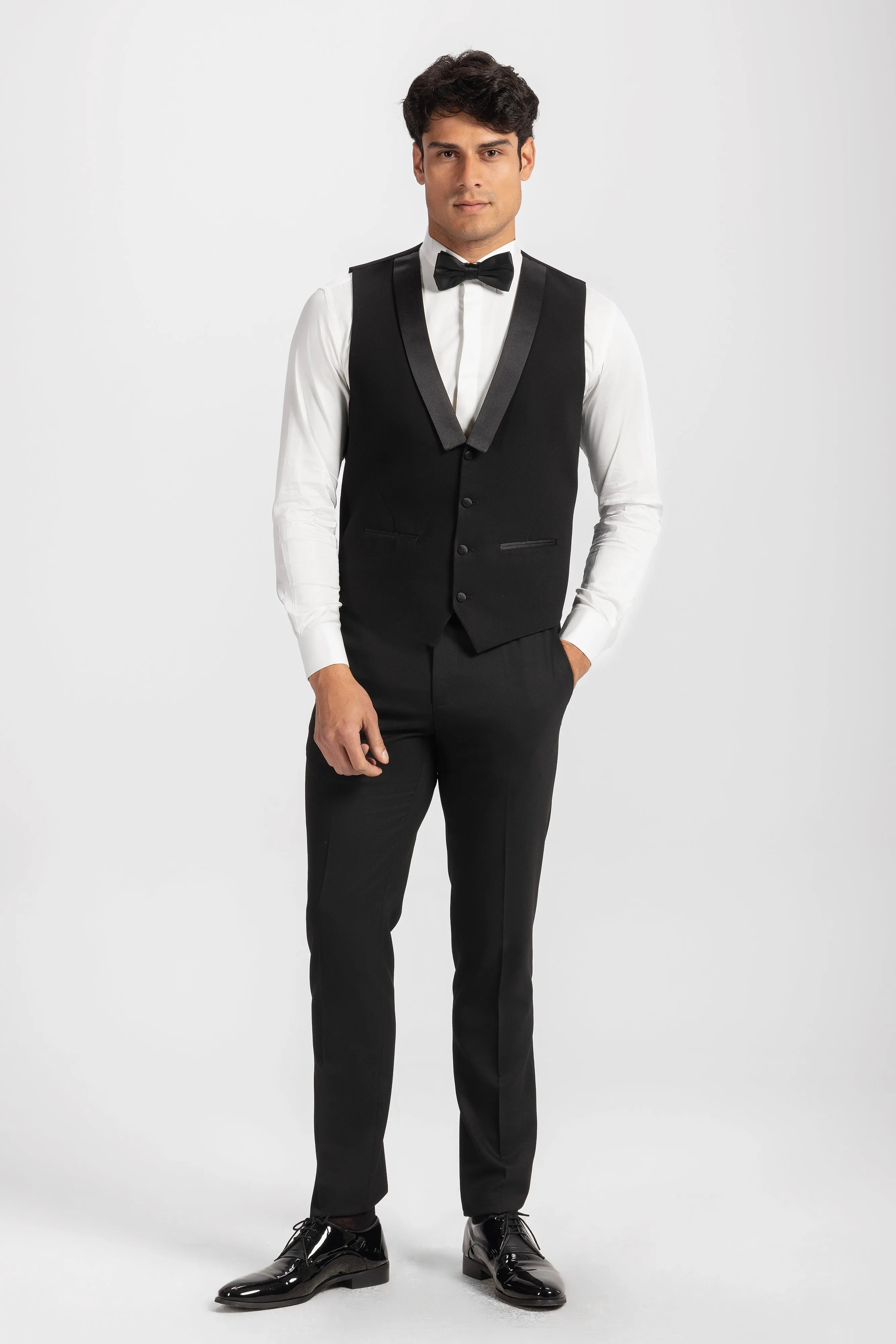 Slim Fit Off White Wedding Suit -Satin Shawl Lapel-Turkish Made