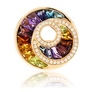 Step Cut Mixed Gemstone Rainbow Circle Ring