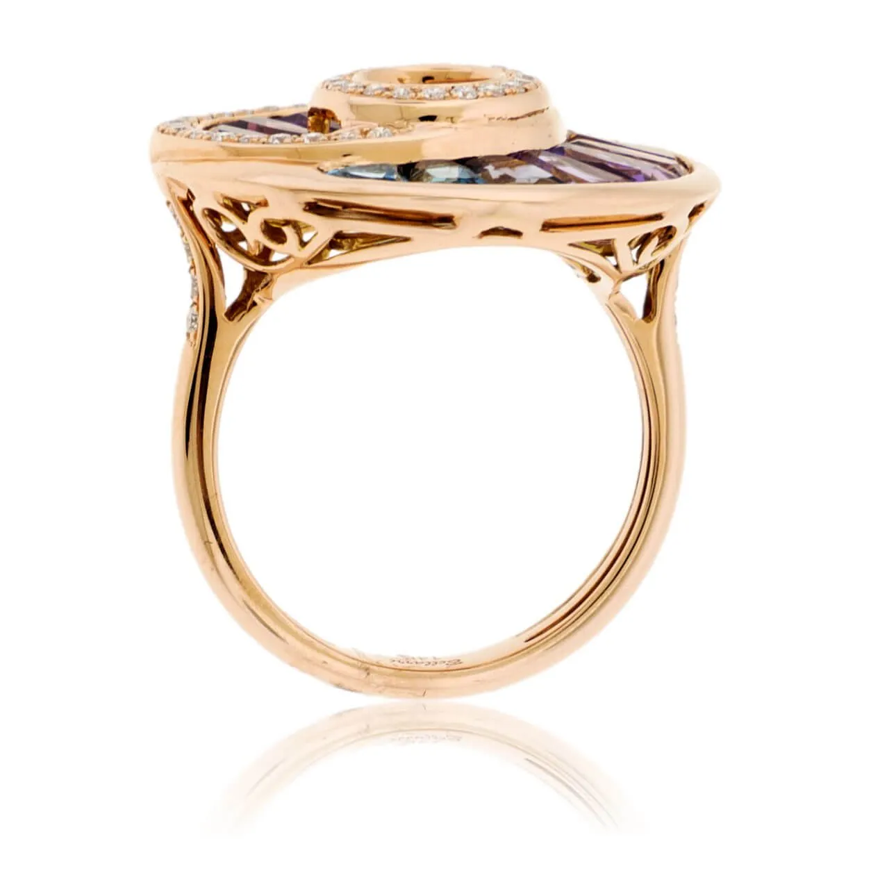 Step Cut Mixed Gemstone Rainbow Circle Ring