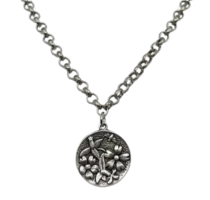 Sterling Plated 18" Chain with Sterling Plated Flower Bee Pendant
