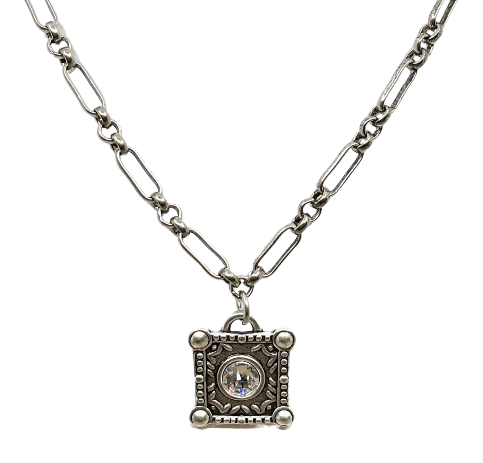 Sterling Plated 18" Chain with Swarovski Crystal Pendant