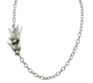 Sterling Plated 20" Chain with Vintage Double Bird Pendant