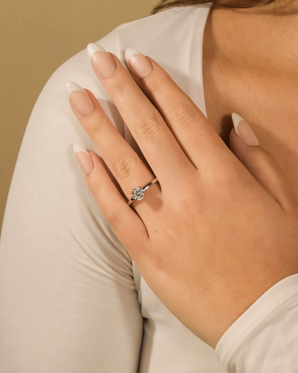 Sterling Silver 4-Prong Brilliant Cut Promise Ring