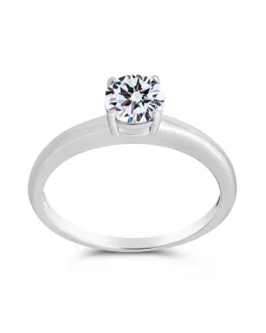 Sterling Silver 4-Prong Brilliant Cut Promise Ring