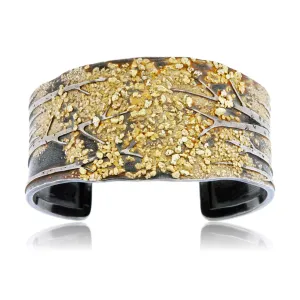 Sterling Silver & CA Gold Nugget Aspen Adorn Cuff Bracelet