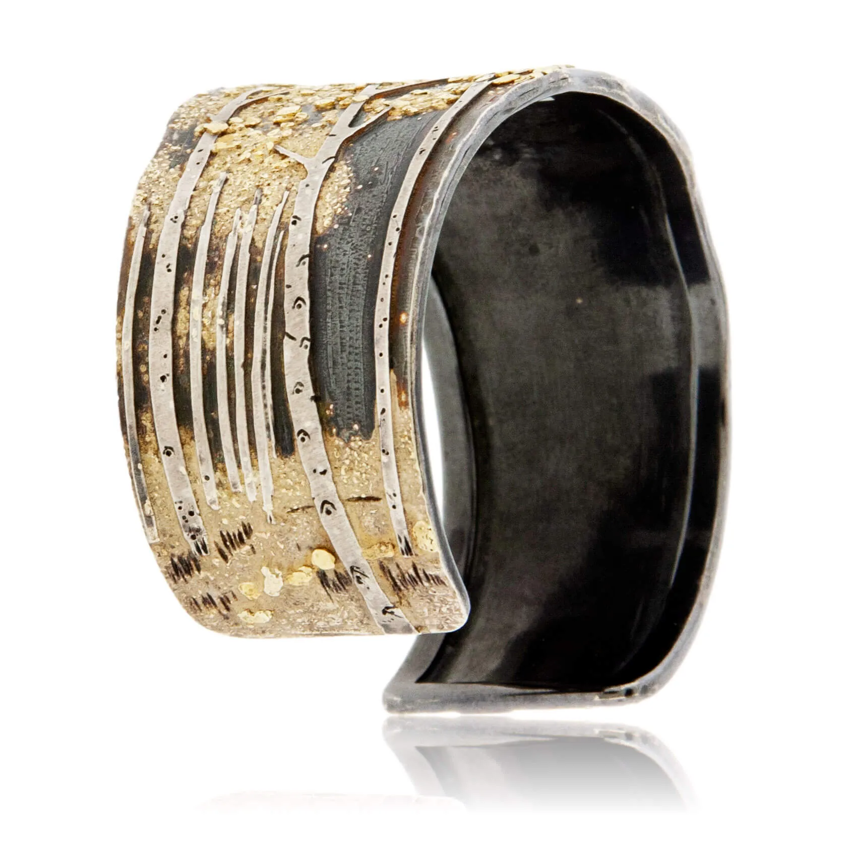 Sterling Silver & CA Gold Nugget Aspen Adorn Cuff Bracelet