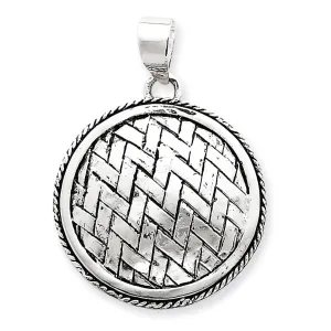 Sterling Silver Antiqued Circle Weave Pendant