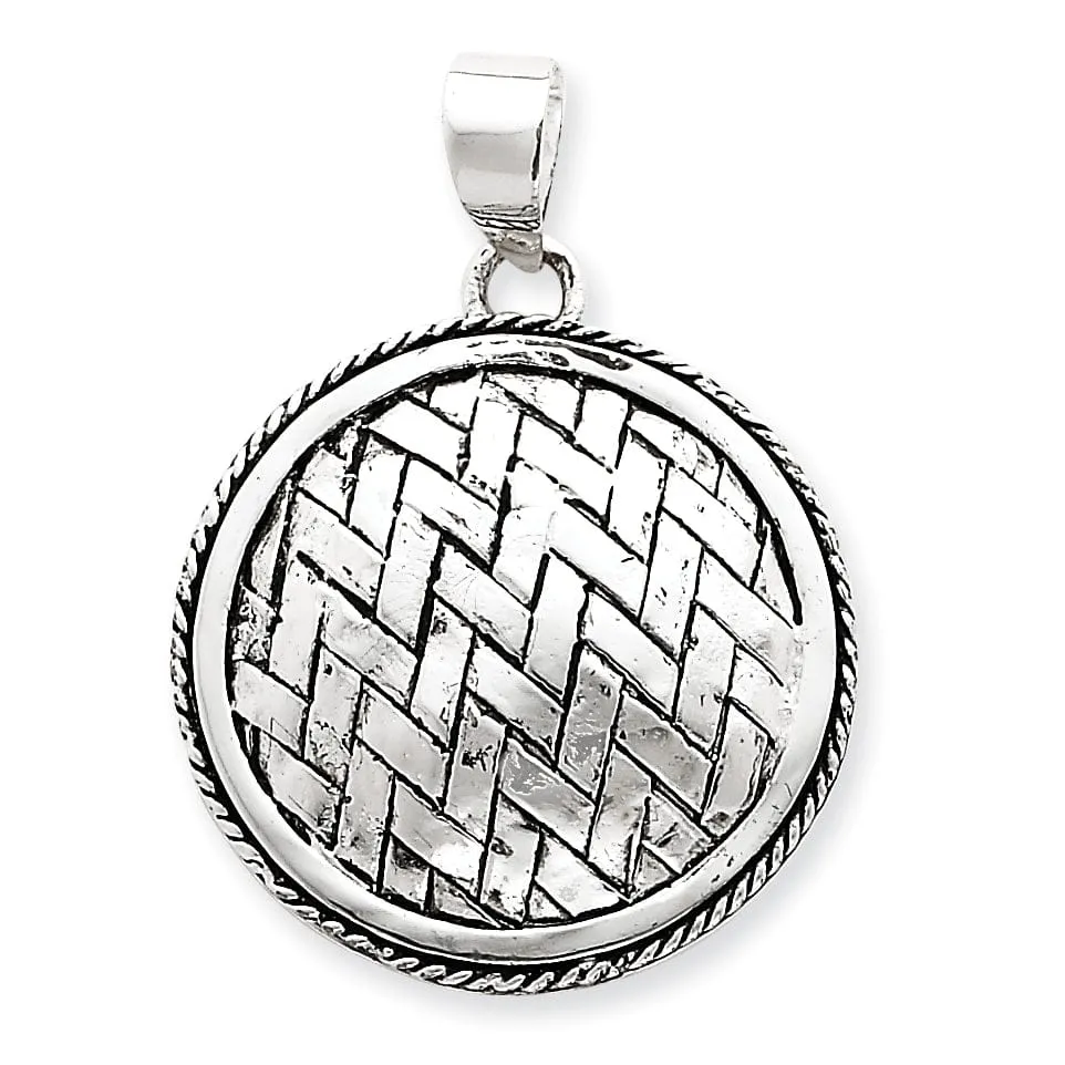 Sterling Silver Antiqued Circle Weave Pendant