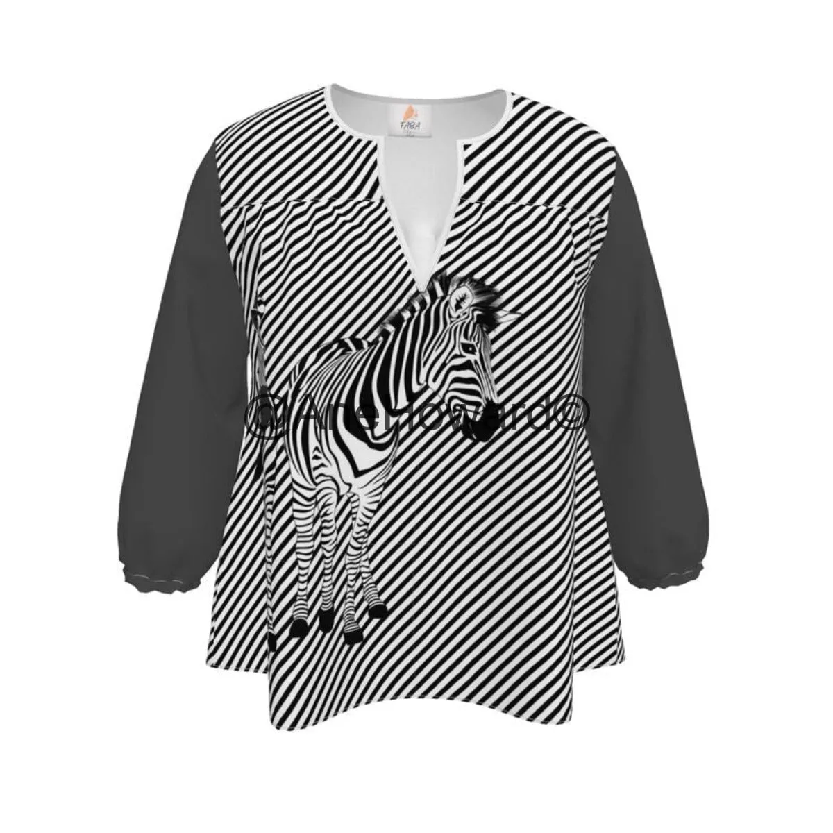 Sweetheart Neckline Blouse Zebra