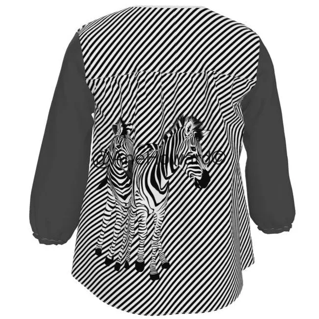 Sweetheart Neckline Blouse Zebra