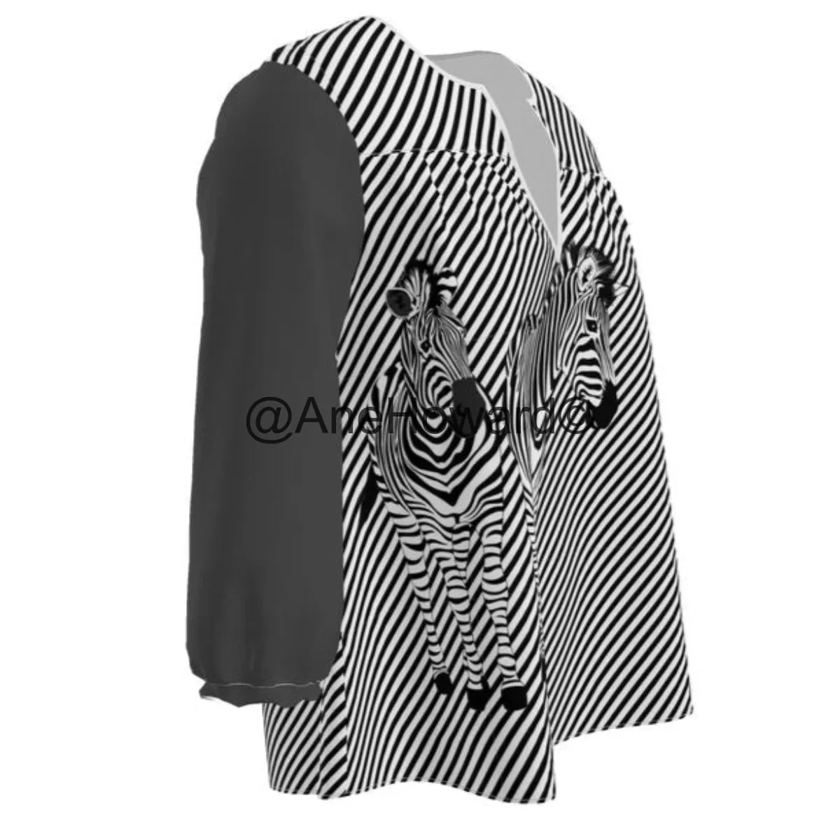 Sweetheart Neckline Blouse Zebra