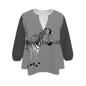 Sweetheart Neckline Blouse Zebra