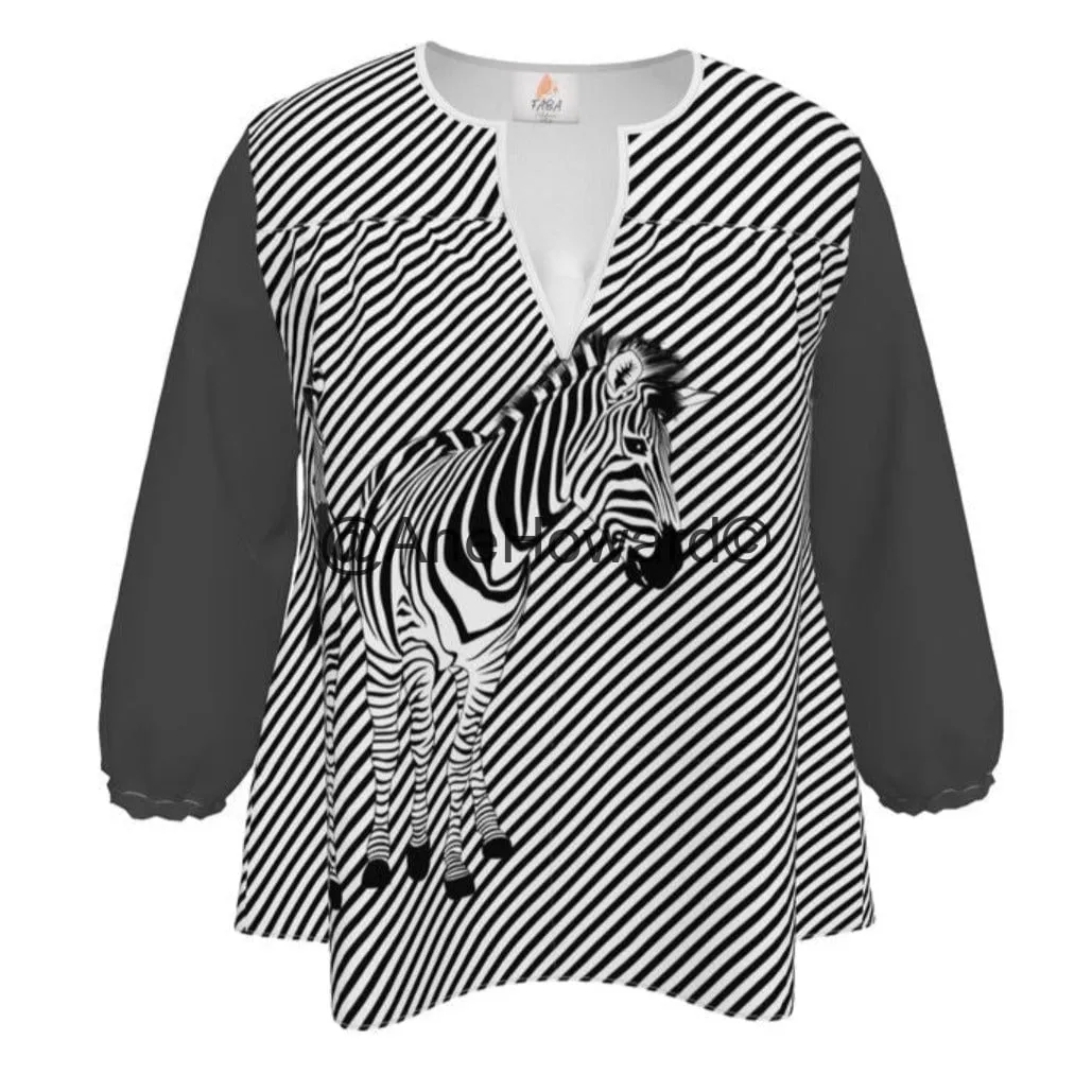 Sweetheart Neckline Blouse Zebra
