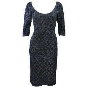 SYDNEY'S Circa 1960s Black Beaded Metallic Cocktail Dress 4-6