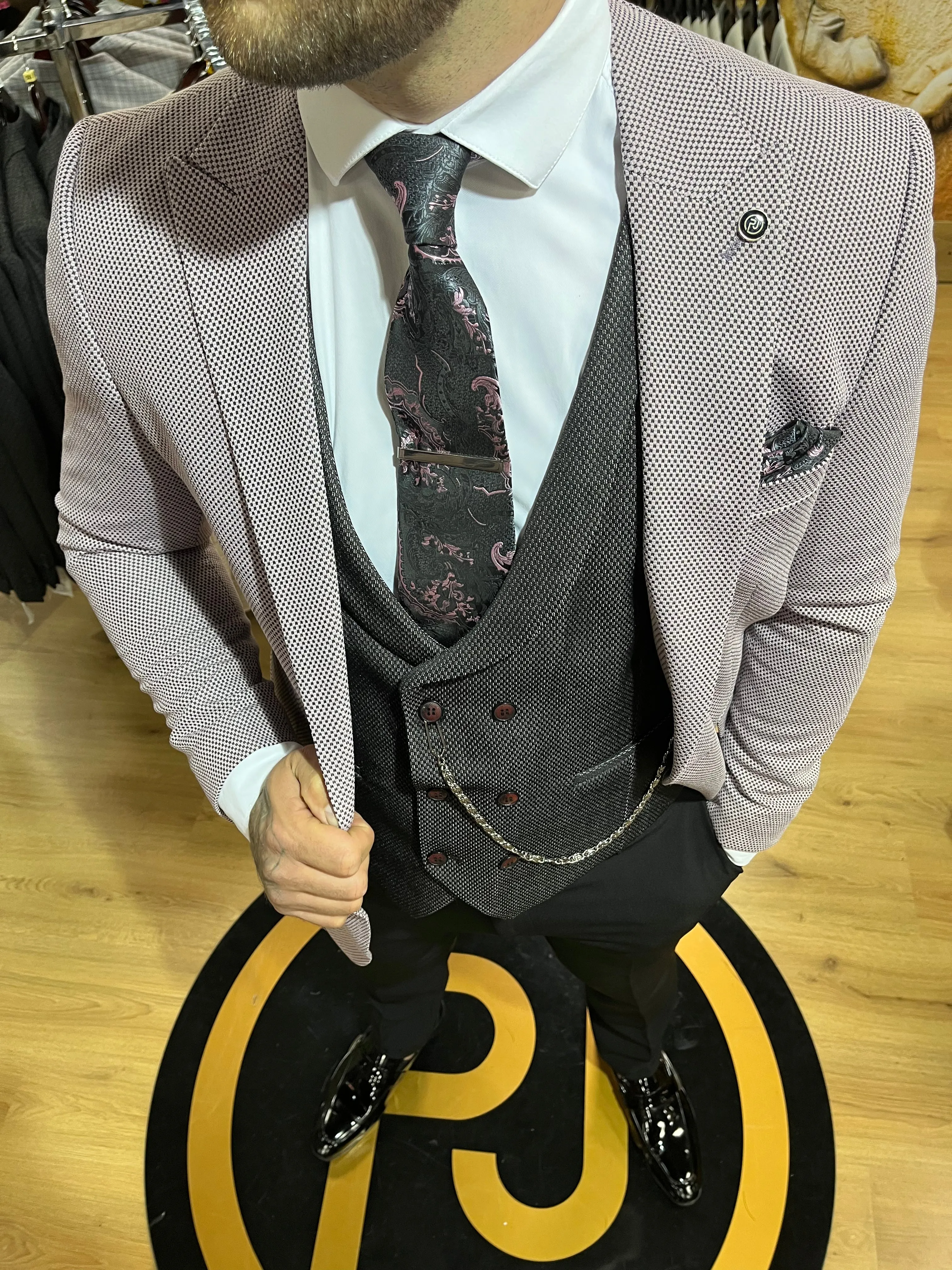 Tatum - Pink/Black 3 Piece Suit