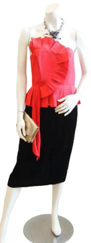 The Red Crescent Vintage Bustier Cocktail Dress