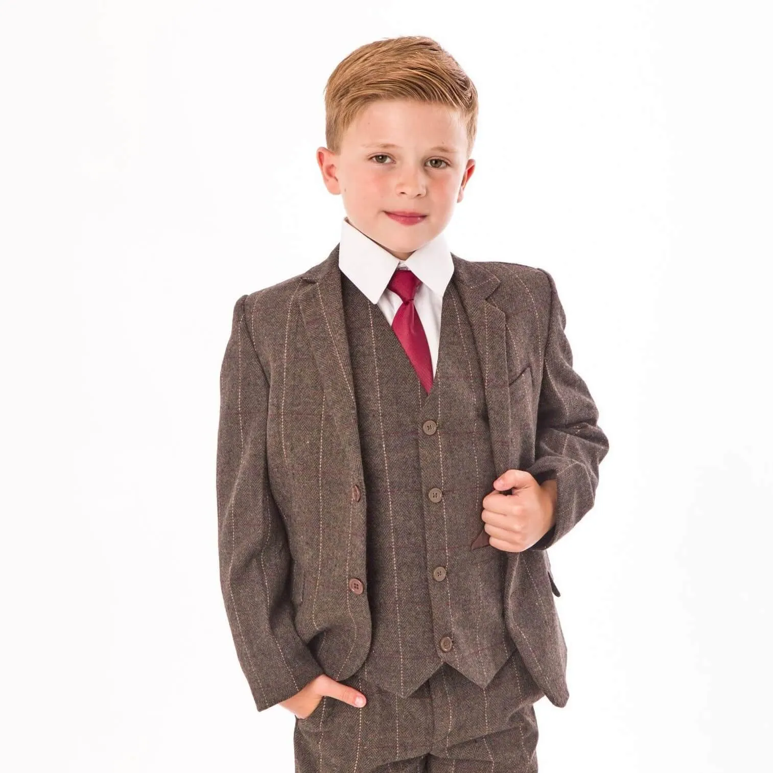Thomas - Brown Tweed Check 5 Piece Suit