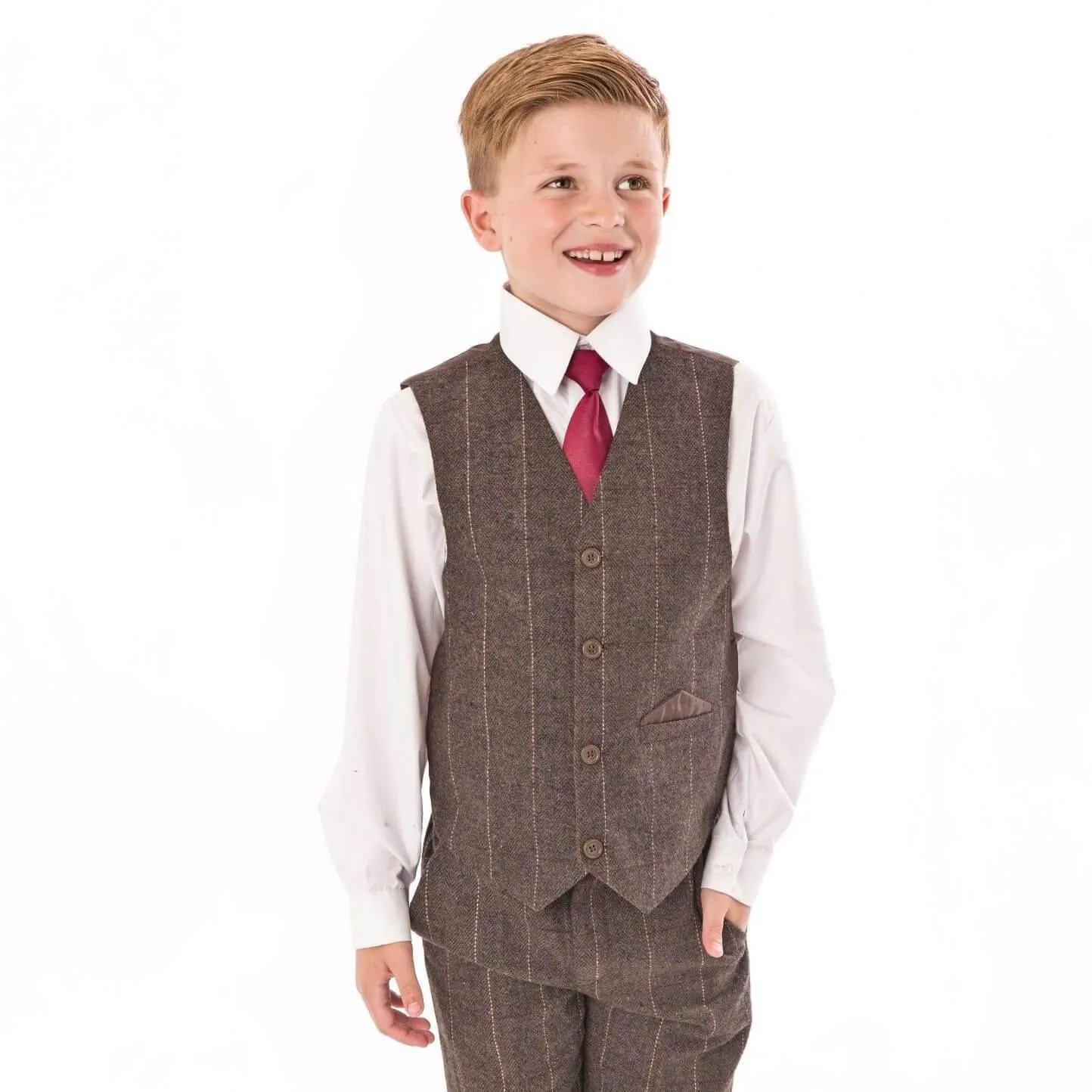 Thomas - Brown Tweed Check 5 Piece Suit