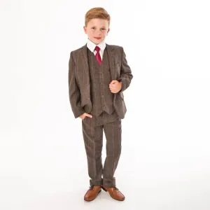Thomas - Brown Tweed Check 5 Piece Suit