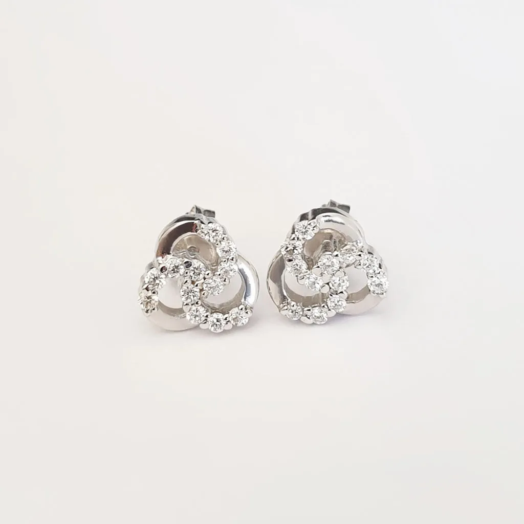 Three Interlaced Circle Diamond Accent Earrings