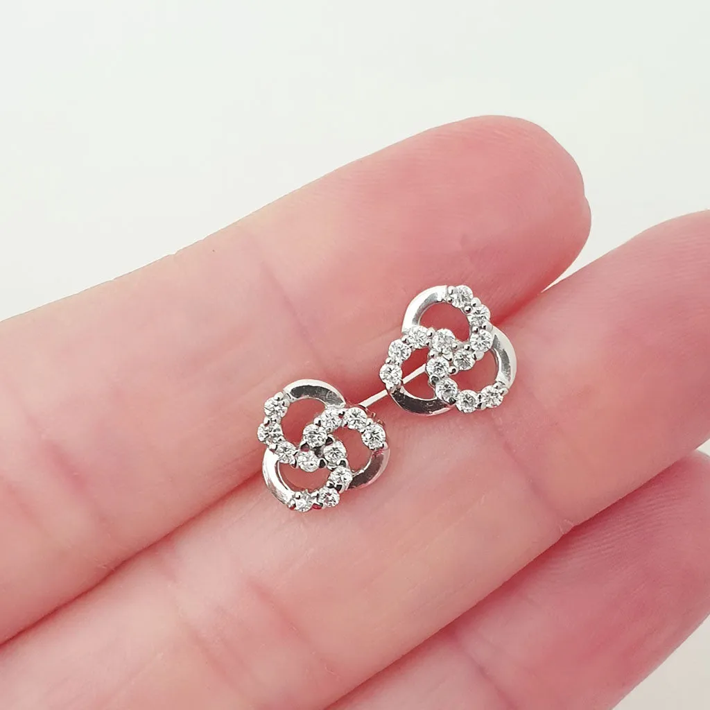 Three Interlaced Circle Diamond Accent Earrings