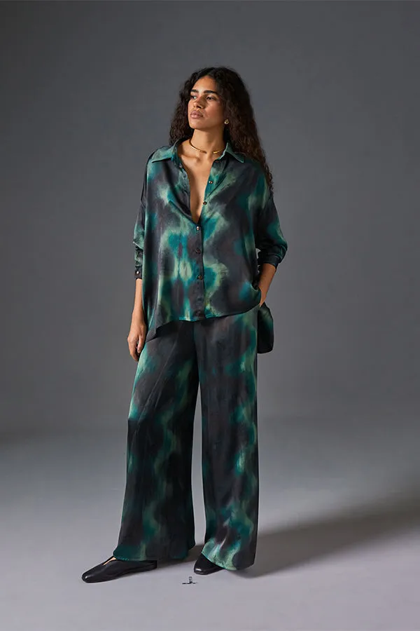 TIE & DYE SATIN OVERSIZED SHIRT