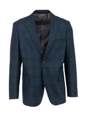 Tiglio Luxe Green with Navy Windowpane Dolcetto Modern Fit, Pure Wool Jacket TL6353