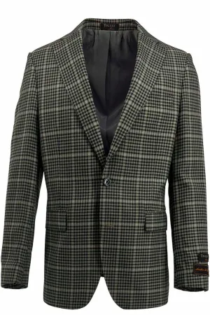 Tiglio Luxe Pistachio with Black Check Dolcetto Modern Fit, Pure Wool Jacket TL2715
