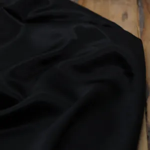 Tissu Satin de Viscose Uni - Noir (Vendu x10cm)