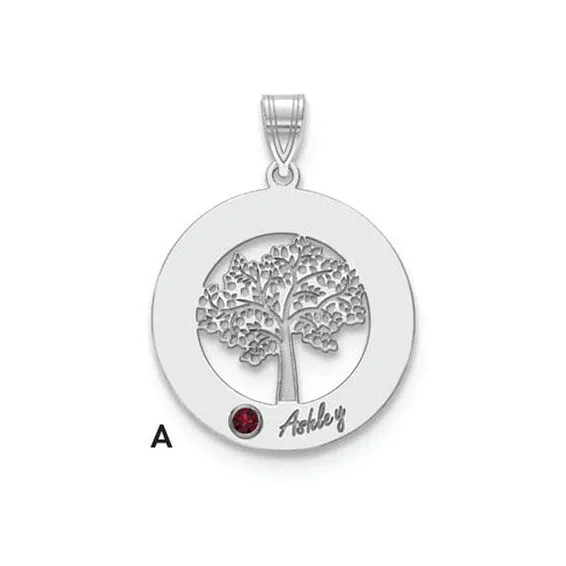 Tree of Life Cutout Circle Charm with Names and Birthstones
