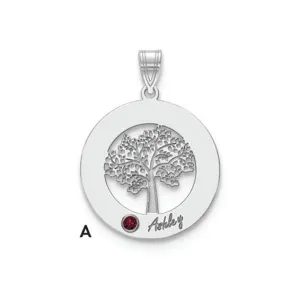 Tree of Life Cutout Circle Charm with Names and Birthstones